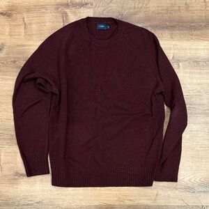 J. Crew Men's Dark Red Crewneck Lamb’s Wool Sweater
